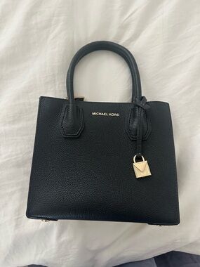 Michael Kors Black Leather Structured Satchel Purse